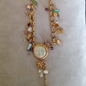 Kirks Folly Vintage gold tone Seaview Moon Face necklace